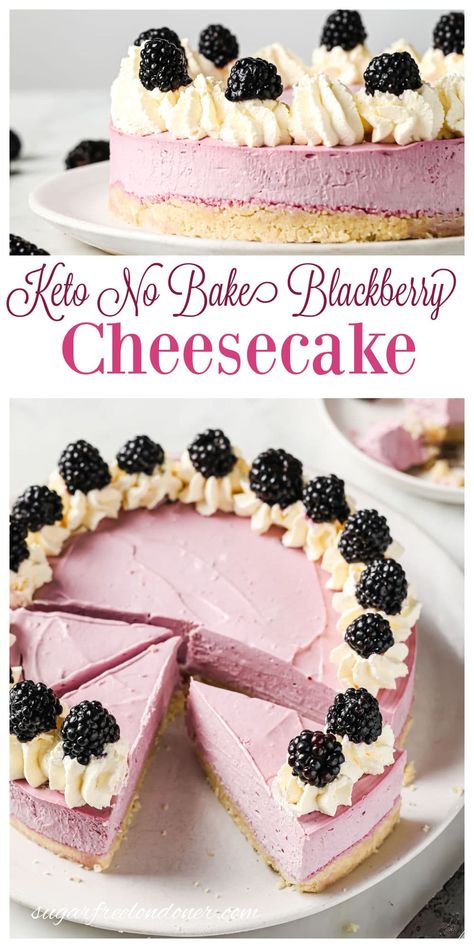 Blackberry Keto Dessert, Keto Blackberry Recipes With Coconut Flour, Blackberry Recipes Keto, No Carb Keto Meals, Low Carb Blackberry Recipes, No Sugar Cheesecake, Low Carb Cakes, Keto Cheesecakes, Keto Blackberry Recipes