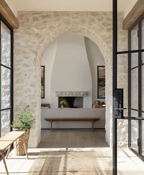 Earthy Interiors, Rock House, Desert Design, Design Boards, Stone Walls, Mediterranean Home, Spanish House, Split Level, Renovation Ideas