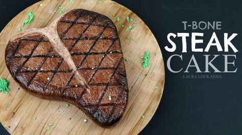 Steak Cake, Unique Sweets, Bbq Cake, Meat Cake, Food Tutorials, Realistic Cakes, Fondant Cake Designs, T Bone Steak, Sculpted Cakes