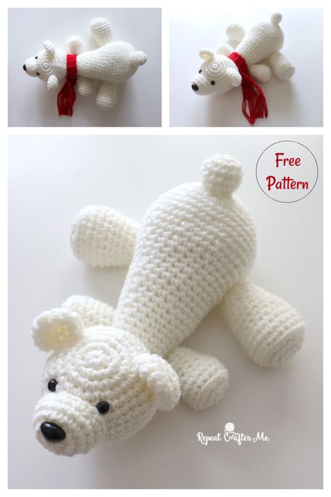 Amigurumi Polar Bear, Crochet Bears, Beary Christmas, Crochet Dog Clothes, Polar Bear Ornaments, Bear Patterns Free, Bear Patterns, 3 Bears, Crochet Teddy Bear Pattern