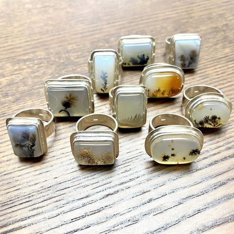 Dendritic Agate Ring, Dendrite Agate Dendrite Agate, Raw Stone Jewelry, Peruvian Blue Opal, Gifts For Veterinarians, First Fathers Day Gifts, Tree Agate, Healing Necklace, Natural Gemstone Jewelry, Rose Quartz Ring