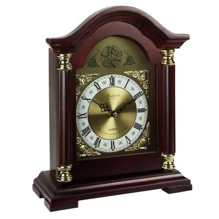 Bedford Clock Collection Redwood Mantel Clock with Chimes Elegant Mantel, Clock Collection, Mantle Shelf, Accessories Mobile, Shelf Clock, Mantel Clocks, Old Watches, Gold Face, Tabletop Clocks