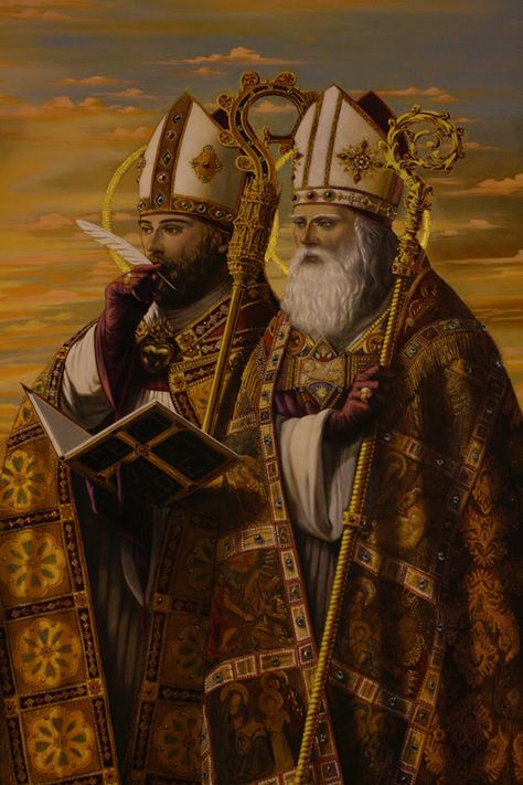 St. Augustine and St. Ambrose Happy Feast Day, St Ambrose, St Monica, Traditional Catholicism, Augustine Of Hippo, Sacred Scripture, San Michele, St Anne, Saint Augustine