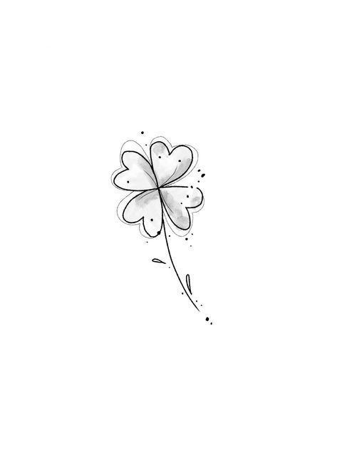 Clover Leaf Tattoo Minimalist, Dainty 4 Leaf Clover Tattoo, Shamrock And Thistle Tattoo, Clover Tattoo Black And White, Lucky Flower Tattoo, Celtic Flower Tattoo, Four Leaf Clover Tattoo Design, 4 Leaf Clover Drawing, Hand Written Tattoos