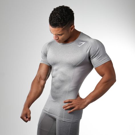 Gymshark Element Compression T-Shirt - Light Grey Marl Anatomy Notes, Compression Shirt Men, Men Sportswear, Gymshark Men, Gym Kit, Compression Clothing, Compression T Shirt, Bodybuilding Diet, Gym Guys