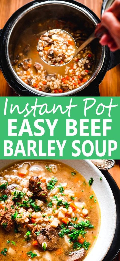 Beef And Barley Soup Recipe, Soup In Instant Pot, Beef And Barley Soup, Stovetop Chili, Barley Soup Recipe, Munchkin Time, Beef And Barley, Pot Food, Beef Barley