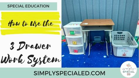 How to Use the 3 Drawer Work System - Simply Special Ed Classroom Learning Centers, Work Bins, Sped Classroom, Life Skills Classroom, File Folder Activities, Self Contained Classroom, Work System, Task Boxes, Work Boxes