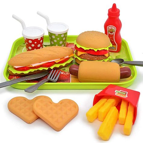 Amazon.com: U DREAM Pretend Play Food Set , Removable Food Toys Burger Combo and Assortment: Gateway Pretend Kitchen, Toddler Girl Toys, Cooking Toys, Play Kitchen Accessories, Play Food Set, Play Kitchens, Kids Play Kitchen, Pretend Play Food, Pretend Play Kitchen