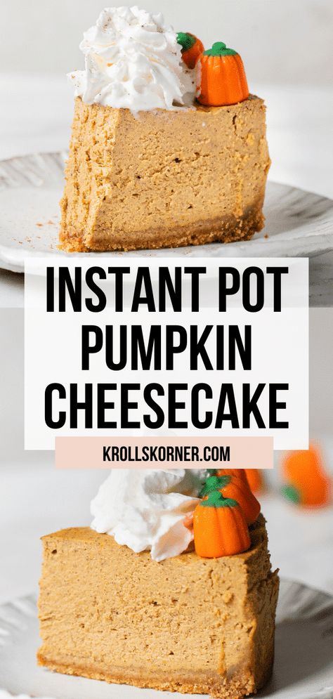 Say goodbye to complicated cheesecake recipes! This Easy Instant Pot Pumpkin cheesecake is full of pumpkin flavor and has a lusciously tender texture! #cheesecake #pumpkincheesecake #instantpotcheesecake #fall #instantpot #pumpkindesserts Instant Pot Pumpkin, Recipes For The Holidays, Pumpkin Pie Cheesecake, Gingersnap Crust, Pumpkin Cheesecake Recipes, Pie Cheesecake, Weekly Meals, How To Make Cheesecake, Ginger Snap Cookies