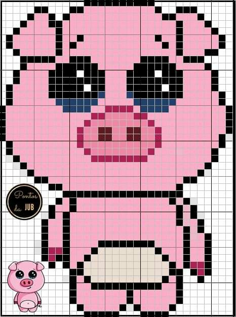 Crochet Grid Patterns, Crochet Grid, Pixels Art, Grid Patterns, Stitch Cards, Small Pigs, Alcohol Drinks, Cross Stitch Cards, Cross Stitch Animals