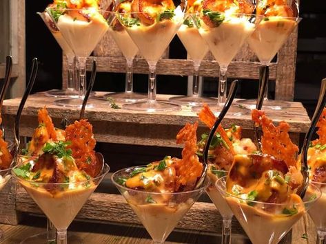 Shrimp And Grits In A Cup, Brunch Shrimp And Grits, Shrimp And Grits In Martini Glasses, Shrimp And Grits Display, Shrimp And Grits Appetizer Cups, Ms Keisha, Jordans Wedding, 75th Birthday Parties, Wedding Food Drink