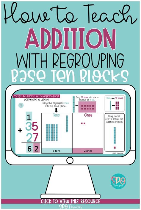 Two Digit Addition With Regrouping, Adding With Regrouping, Double Digit Addition With Regrouping, Teaching Doubles, Addition With Regrouping Worksheets, Regrouping Addition, Math Sites, Addition With Regrouping, Double Digit Addition