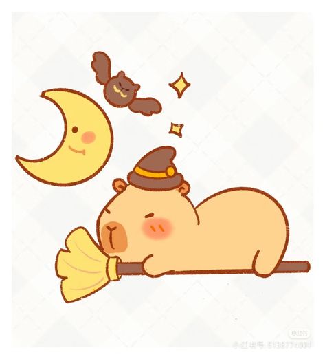 Capybara Drawing Simple, Cute Capybara Drawing, Halloween Capybara, Capybara Halloween, Moana Drawing, Capybara Cute, Paper Doll House, Halloween Drawings, We Bare Bears