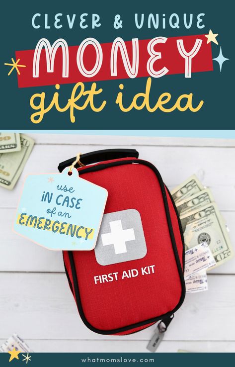 Giving money as a gift idea: First Aid Kit "use in case of emergency" free printable. Such a creative way to gift money! #moneygift First Aid Gift Ideas, In Case Of Emergency Printable Free, First Aid Kit Gift Ideas, Gas Money Gift Ideas, Ways To Give Money As A Gift, Emergency Gift Ideas, Ways To Gift Money, Kids Doctor Kit, Money As A Gift