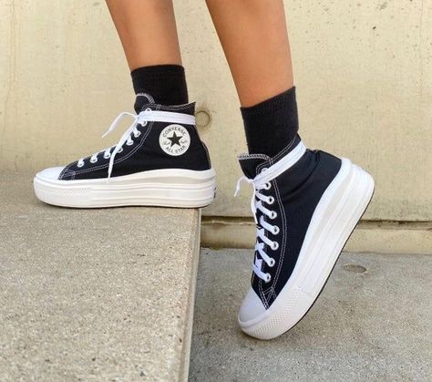 Converse All Star Move, Converse Move, Platform Outfit, Chuck Taylor All Star Move, Converse Platform, Glass Slippers, Platform Converse, High Top Boots, Shoes Converse