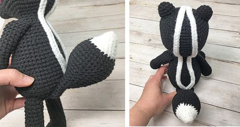 Free Crochet Skunk Pattern - Grace and Yarn Skunk Amigurumi Free Pattern, Crochet Skunk Pattern, Crochet Badger Pattern Free, Skunk Crochet Pattern Free, Crochet Skunk Pattern Free, Crochet Opossum Free Pattern, Skunk Amigurumi, Skunk Crochet, Crochet Skunk