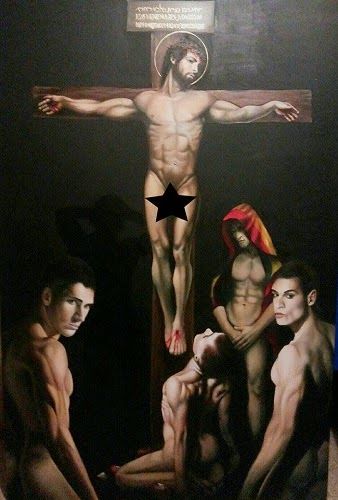 Gay Jesus painting shown in New Zealand: Christopher Olwage - “Crucifixion” by Christopher Olwage (oil on canvas) Gay Jesus, Roman Centurion, Gay History, Jesus Painting, Queer Art, Male Art, Figurative Art, Art History, Oil On Canvas