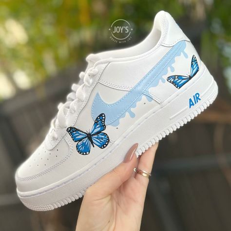 Paint For Shoes, Blue Custom Air Force 1, Blue Drip, Nike Shoes Women Fashion, Air Force 1 Sneakers, Secondary Colour, Nike Shoes Air Force, Nike Fashion Shoes, Preppy Shoes