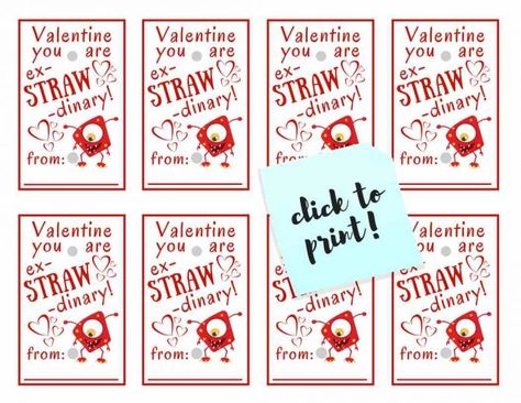 Crazy Straw Valentine Printable, Crazy Straw Valentine, Preschool Valentines Activities, Straw Valentine, Crazy Straws, Class Valentines, Preschool Valentines, Valentine Activities, Printables Free Kids