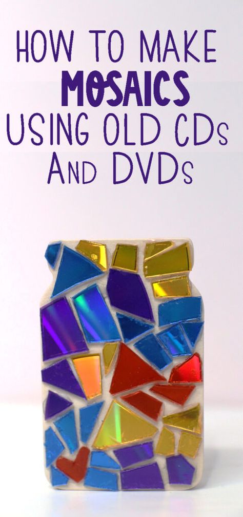 What To Make With Old Cds, Mosaic Art Projects For Kids, Old Cds Crafts, Cd Mosaic Diy, Art With Cds, Diy Cd Crafts, Repurpose Cds, Cd Recycle Ideas, Mosaic Designs Easy