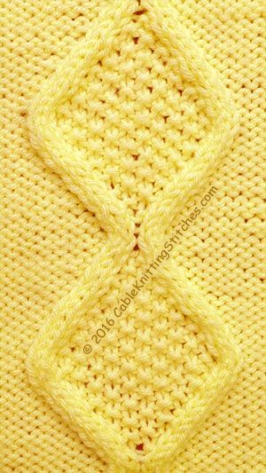 Cable Knitting Stitches » Cable panel 16 » Moss Stitch Diamonds | 22-stitch Panel Diamond Cable Knit Pattern, Double Moss Stitch, Knitting Patterns Free Dog, Knitting Squares, Trendy Knitting, Cable Knitting Patterns, Creative Knitting, Cable Knitting, Baby Knitting Patterns Free