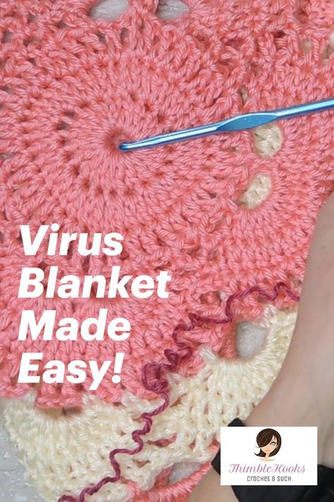 Crochet Virus Blanket Free Pattern, Virus Blanket Crochet Pattern, Afghans Crochet, Intro Video, Crochet Patterns Free Blanket, Afghan Pattern, Knitted Wit, Crochet Stuff, Square Patterns