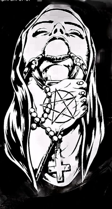 Dark Metal Art, Satanic Tattoo Stencil, Horror Art Dark Sketch, Demonic Art, Satanic Tattoo, Satanic Tattoos, Norse Mythology Tattoo, Character Tattoos, Tattoos To Cover Scars