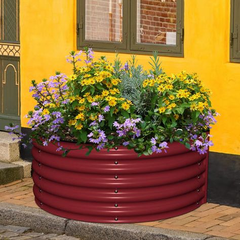 What Should Be Placed At The Base Of A Raised Garden Bed? – Ollegardenshttps://www.ollegardens.com/products/17-tall-42-round-olle-metal-raised-garden-beds-home-garden-vegetable-beds-sage-green Garden Raised Beds, Patio Flower Pots, Raised Garden Bed Kits, Garden Boxes Raised, Vegetable Planters, Metal Raised Garden Beds, Raised Flower Beds, Planter Beds, Metal Planter Boxes