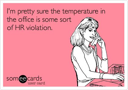 Funny Workplace Ecard: I'm pretty sure the temperature in the office is some sort of HR violation. @Jade Pearce Grad School Humor, Grad School Problems, School Problems, Hr Humor, Phd Life, Grad Student, School Survival, School Psychology, Office Humor