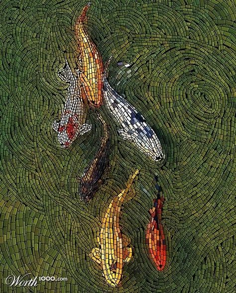 Koi | Mosaic Koi Mosaic, Water Mosaic, زجاج ملون, Graphisches Design, Mosaic Tile Art, Mosaic Stained, Mosaic Madness, Carpe Koi, Bath Panel