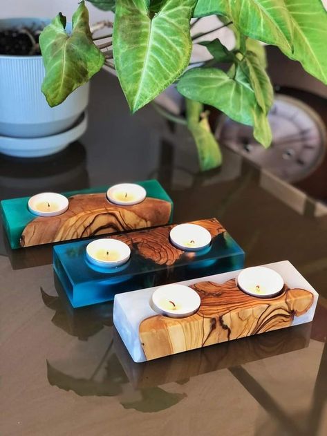 Wood Working Projects, Resin And Wood Diy, Diy Kids Furniture, Scrap Wood Crafts, Diy Projektit, Woodworking Furniture Plans, Diy Wooden Projects, Diy Candle Holders, Epoxy Resin Wood