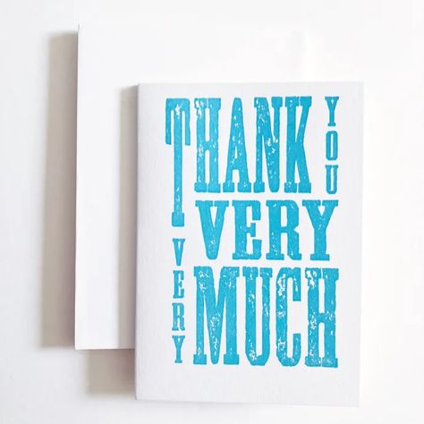 Trouva: Set of 5 Blue Thank You Letterpress Notecards Cute Gift Wrapping Ideas, Letterpress Notecards, Rural England, An Apology, Unique Gift Wrapping, Gift Wrapper, Creative Gift Wrapping, Uk Gifts, Unusual Design