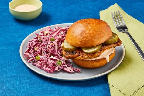 Slammin’ Secret Sauce Chicken Sandwiches Recipe | HelloFresh Chicken Caesar Sandwich, Grilled Chicken Caesar, Hello Fresh Recipes, Chicken Sandwich Recipes, Sauce Chicken, Chicken Caesar, Bbq Seasoning, Fennel Salad, Chicken Sandwiches