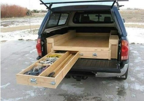 D Truck Bed Drawers, Kangoo Camper, Truck Bed Storage, Auto Camping, Truck Bed Camping, Truck Bed Camper, Truck Storage, Camper Shells, Truck Camping