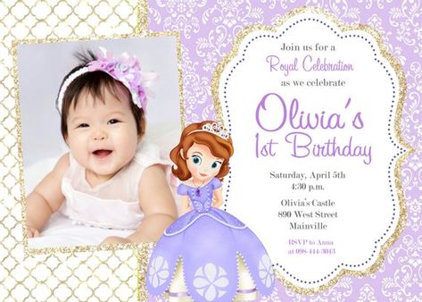 Sofia the First Birthday Party Invitation, Digital or Printed