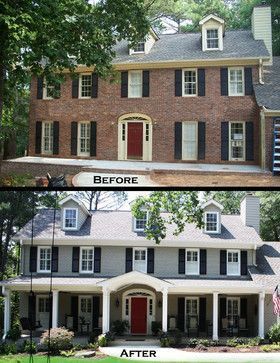 Colonial Porch, Front Porch Remodel, Front Porch Addition, Colonial House Exteriors, Flip Ideas, Flip House, House Flip, House Makeovers, House Front Porch