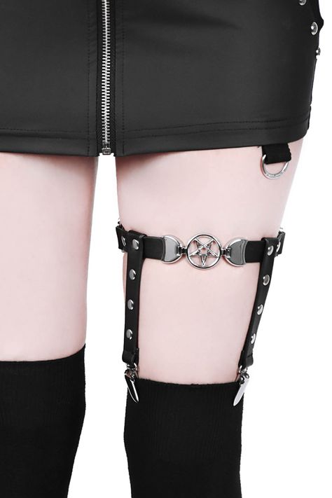 Iris Aesthetic, Thigh Straps, Spy Outfit, Killstar Clothing, Skull Handbags, Gothic Lingerie, Gothic Shop, Suspender Clips, Leg Garter