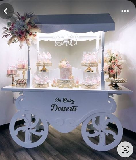 Candy Table Backdrop Ideas, Candy Cart Decoration Ideas, Dessert Cart Wedding, Wedding Dessert Cart, Treat Cart Ideas, Sweet Cart Wedding, Baby Shower Cart, Sweet Cart Ideas, Candy Cart Decoration