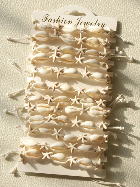 12pcs Starfish & Shell Decor Bracelet | SHEIN USA Collar Conchas, Crystal Jewelry Ideas, Seashell Jewelry Diy, Handmade Accessories Ideas, Seashell Bracelet, Preppy Jewelry, Pola Gelang, Shell Decor, Diy Bracelets Patterns