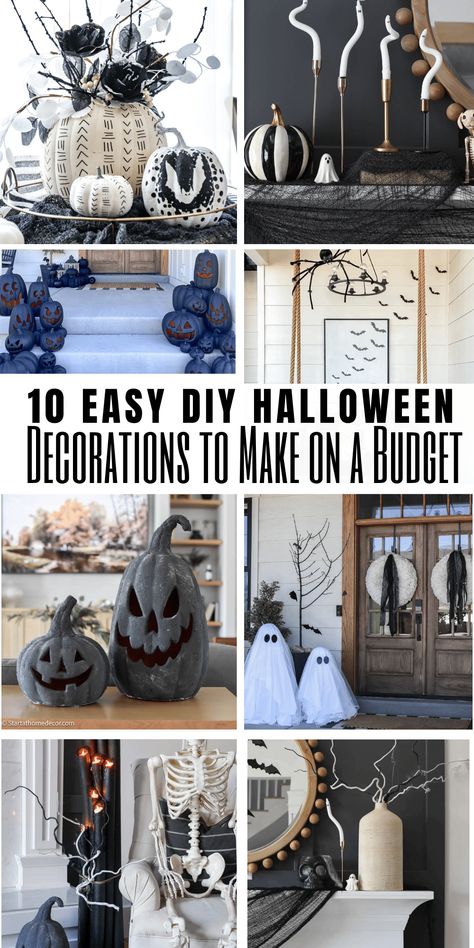 🕸️👻 Looking to spookify your home without breaking the bank? Check out our collection of 10 Easy DIY Halloween Decorations that are perfect for a budget-friendly fright fest! From creepy candle holders and ghostly garlands to spooky silhouettes and eerie centerpieces, these budget-savvy crafts are simple to make and will give your home a hauntingly festive vibe. Sustainable Halloween Decorations, Halloween Diy Centerpieces, Modern Farmhouse Halloween Decor, Diy Halloween Centerpieces, Halloween Centerpieces Diy, Diy Gothic Decor Crafts, Halloween Garland Diy, Creepy Candle, Spooky Silhouettes