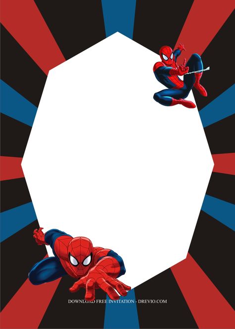 Spiderman Birthday Party Decorations Diy Free Printable, Spider Man Birthday Invitations, Spider Man Invitation Template, Spider Man Birthday Party Ideas, Man Birthday Party Ideas, Cool Spiderman, Spiderman Theme Party, 3rd Birthday Party For Boy, Spider Man Birthday Party