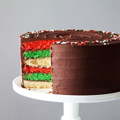 Tri-colored Italian Rainbow Cookie Cake by stylesweetdaily | Quick & Easy Recipe | The Feedfeed Italian Rainbow Cookie Cake, Rainbow Cookie Cake, Holiday Cake Recipes, Italian Rainbow Cookies, Rainbow Cookie, Holiday Cake, Layer Cake Recipes, Cookie Cake Recipe, Rainbow Cookies