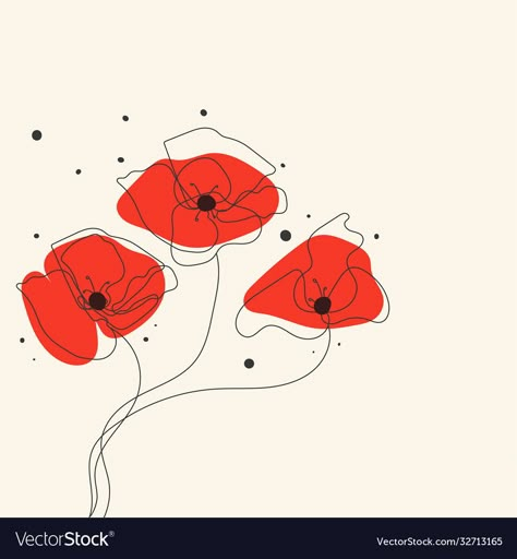 Flower Adobe Illustrator, Poppy Flower Illustration, Poppies Drawing, Sketches Abstract, Poppy Sketch, Poppy Abstract, Red Poppy Tattoo, Poppy Illustration, Garden Illustrations