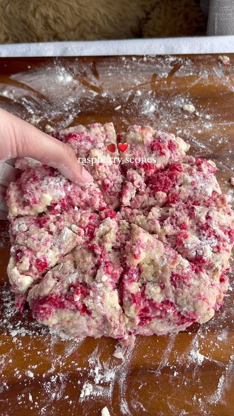 Raspberry Scones Raspberry Scones Recipe Easy, Rasberry Scones, Raspberry Scones Recipe, Raspberry Scone, Strawberry Rhubarb Scones, Breakfast Favorites, Raspberry Scones, Scones Recipe Easy, Orange Scones