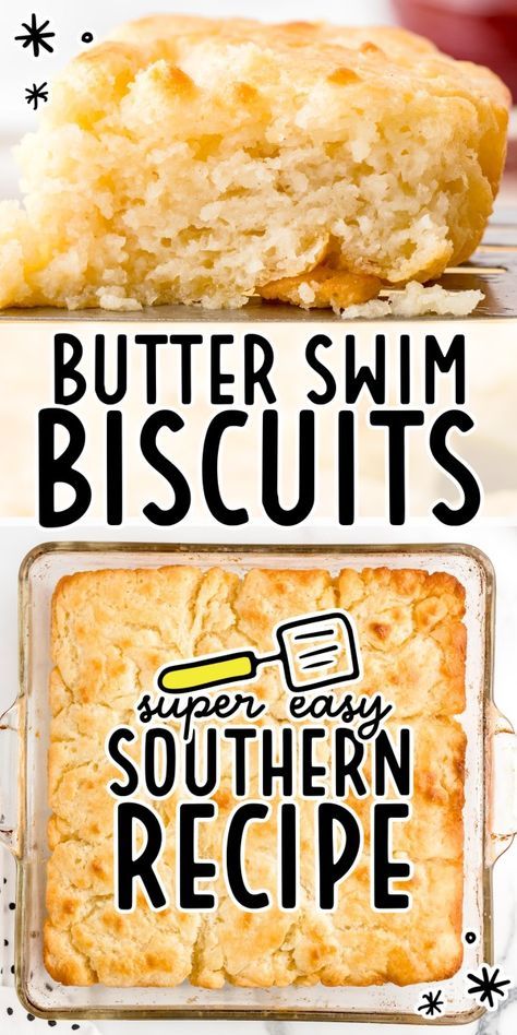 Butter swim biscuits are soft, flaky, and moist with crispy edges. Baked literally swimming in butter, these are melt-in-your-mouth biscuits. #MemorialDayBrunch #HomemadeBiscuits #ButteryGoodness #WeekendBaking #ComfortFoodFavorites #BiscuitRecipes 🥐🧈 Ez Recipes, Butter Swim Biscuits, Butter Biscuits Recipe, Easy Biscuit Recipe, Homemade Buttermilk Biscuits, Biscuit Bread, Biscuits Easy, Buttery Biscuits, Copykat Recipes