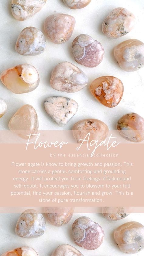 Flower Agate Crystal Meaning, Crystal Scrapbook, Crystals And Stones For Beginners, Agate Crystal Meaning, Crystals Meanings, Flower Agate Crystal, Crystal Healing Chart, Tumbled Crystals, Crystal Vibes