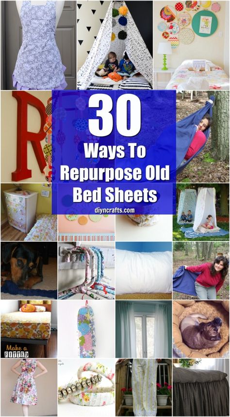 30 Creative And Crafty Ways To Repurpose Old Bed Sheets {With Tutorial Links by DIYnCrafts Team} Bed Sheets Crafts, Diy Bed Sheets, Old Bed Sheets, Old Sheets, Recycled Projects, Booth Ideas, Vintage Sheets, Scarf Tying, Diy Bed