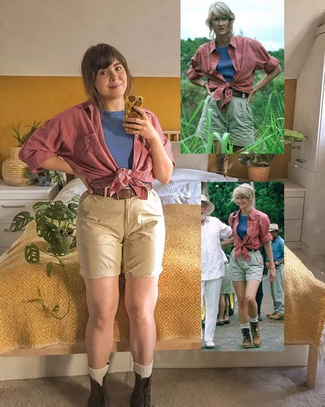 Daisy 🌻 on Instagram: “🌿🦕 Jurassic Park outfit recreations!! ✨ which one is your favourite? (1,2,3,4) Jurassic Park is one of my all time favourite films, and…” Jurassic Park Outfit, Couple Festival Outfits, Universal Studios Characters, Cuba Outfit, Jurassic Park Costume, Universal Studios Jurassic Park, Jurassic Park Characters, Jurassic Park Birthday Party, Disney Bound Outfits Casual