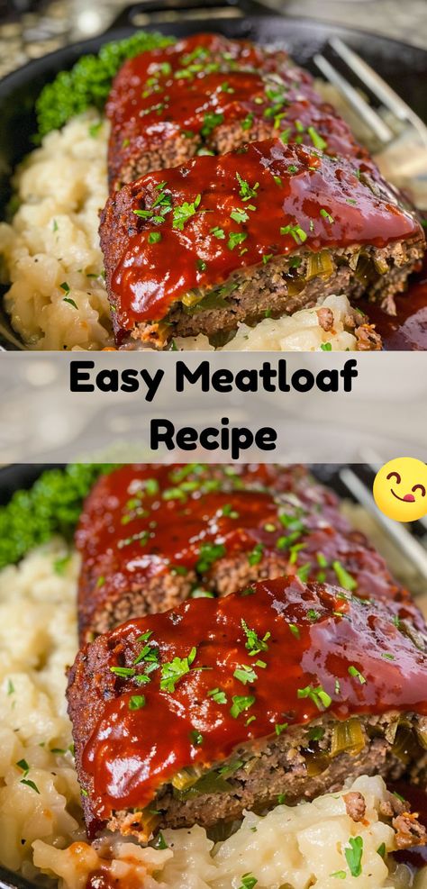 Quick and easy meatloaf recipe for a classic dinner. Easy Meatloaf Recipe Simple, Quick Easy Meatloaf Recipe, Quick Meatloaf, Quick Meatloaf Recipes, Tasty Meatloaf Recipe, Easy Meatloaf Recipe, Perfect Meatloaf, Delicious Meatloaf, Meatloaf Ingredients