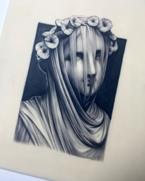 Veiled lady tattoo on fake skin. I think this one took me the longest but I like how it turned out! Having a lot of fun learning this new medium ☺️ Again I have to shout out my mentors for teaching me so much and giving me the resources to make this all happen @og_slowdeath @skylerespinoza @jeffterrelltattoos ❤️❤️❤️ ——————- #tattooapprentice #denvertattooartist #tattoo #fakeskin #fakeskintattoo #portrait #veiledlady #statue #timelapseart #blackandgrey #blackandgreyrealism #realismtattoo #ta... Veiled Woman Art, Portrait Tattoos For Women, Statue Tattoo Design, Woman Face Tattoo, Fake Skin Tattoo, Veiled Lady, Tattoo Realism, Lady Tattoo, Face Tattoos For Women